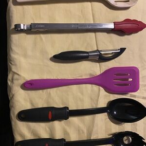 Red and Silver Kitchen Tongs